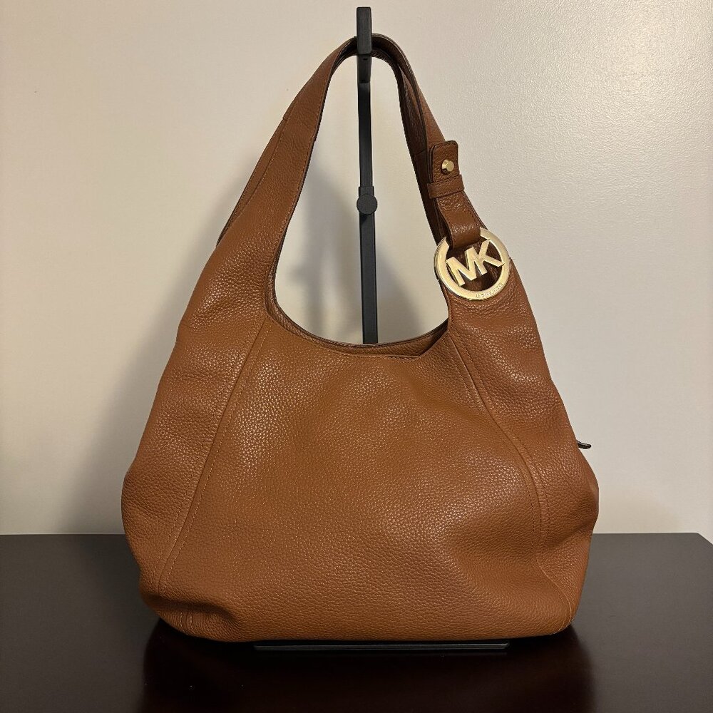 Michael Kors Brown Leather Three Compartment Hobo Shoulder Bag